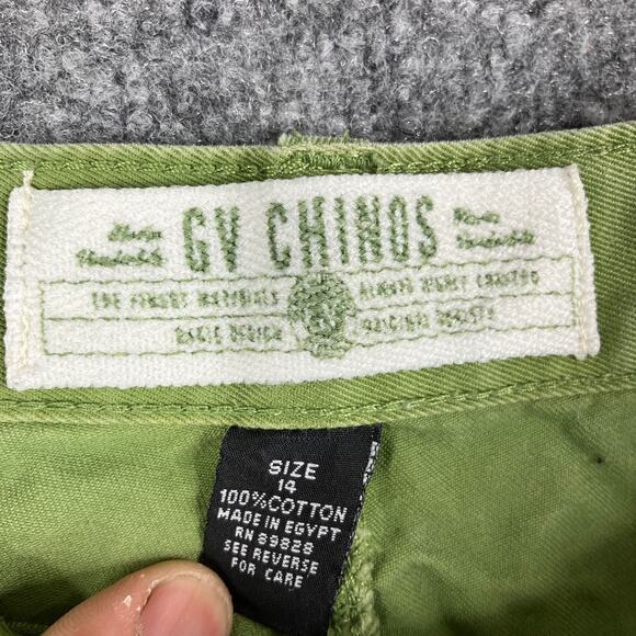 GV Chinos Shorts Women's Size 14 Green Casual High Rise Cotton Vintage Y2K - Picture 2 of 8